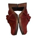 American Eagle  Vintage 90’s/Y2K Suede Wood Platform Mules Clogs Maroon Photo 4