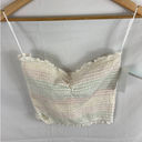 Karen Kane NWT Abound Smocked Strapless Sweetheart Neck Rainbow Stitched crop Top Medium Photo 2