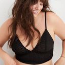 Aerie NWT  Cable Lace Longline Black Bralette - Size Medium Photo 0