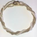 Twisted Vintage Gold Tone & Faux Pearl  Beads Beaded Boho Necklace Photo 0