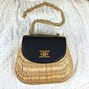 Sam Edelman  Millie Basket Flap Shoulder Bag - Black / Rattan Photo 0