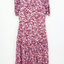 Shoshanna Roselle Pink Floral Ruched Midi Dress Photo 1