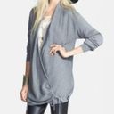 Leith  Side Tie Wrap Sweater Gray Long Sleeve Rayon Cotton WOOL Blend Surplice SM Photo 1