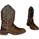 Justin Boots  Gypsy Raya 12” Tall Western Cowgirl Boots Sz 6.5B Brown Turquoise Photo 1