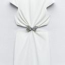 ZARA mini white dress cut out rhinestones bow wedding party coctail Photo 8