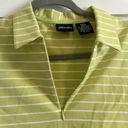 st. john's bay  Women's S Split Neck Polo Tee Citron Green White Stripe Preppy Photo 1