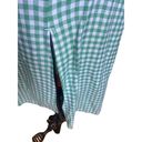 The Loft NWT Gingham Linen Blend Side Slit Midi Skirt in Green & White Size 8 Photo 2