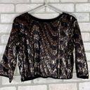 Endless Rose  Black and Gold Sequin Crop Top Size S Photo 2