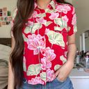 Forever 21 Red Floral Hawaiian Button Down Shirt Photo 0