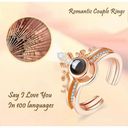 2 in one Rhinestone Crown Ring I Love You 100 Languages Projection open Ring new Photo 1