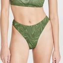 Good American  Reversible Cheeky Swimsuit Bottoms Pesto Swirl Green Medium NWT Photo 0