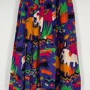 Vintage Batya Pleated Midi Skirt Sz 6 Colorful Animal Print Boho Photo 0