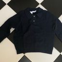 ONIA NWT  Navy Blue Waffle Knit Long Sleeve Shirt Polo Collar Sweater Comfy sz L Photo 7