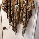 V. Fraas  Plaid Check Checkered Poncho Wrap Fringe Cozy Wrap Warm Oversized Photo 1