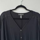 Style & Co  Short Sleeve Black Button Down Front Tie Top Sz PL Photo 1