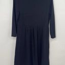 Garnet Hill  Faux Wrap Dress Mini Black Cotton Stretchy Jersey Knit Womens Medium Photo 2