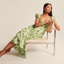 Abercrombie & Fitch  Ruffle Sleeve Poplin Midaxi Dress Green Floral Small New Photo 0