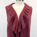 cupio NEW  Womens XL Sweater Vest Ruffled Current Crush Maroon Bohemian Feminine Photo 2