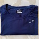 Gymshark  Drawstring Long Sleeve Elbow Key Hole Crop Top in Navy Blue Sz. Small Photo 9