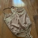 Abercrombie & Fitch  brown lace trimmed spaghetti strap satin bodysuit  Photo 4