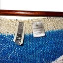 BKE  blue and tan striped sequin shirt sleeve knit sweater size M Photo 4