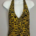 Krass&co Fashion Brand  Jumpsuit Wordy Velvet‎ Black Yellow Sheer Halter Medium Photo 5