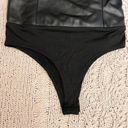 Lucy Paris Black Faux‎ Leather Cami Top Thong Bodysuit Size S NWT Photo 2