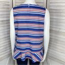 Tommy Hilfiger  Striped Peplum Hem Sleeveless Blouse Medium Tank Top Blue Red Photo 3