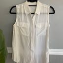 Equipment Sleeveless Slim Signature Button Silk Top Small Photo 2