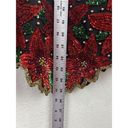 Laurence Kazar  New York Vintage Poinsettia Sequin Beaded Blouse Top Size Large Photo 2