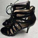 Nine West  AUTHORITY BLACK‎ LEATHER STRAPPY LACE UP STILLETOS WOMEN SZ 6.5 M Photo 2