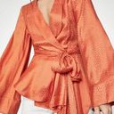 BCBGMAXAZRIA  Dotted Satin Wrap ASYMMETRIC BLOUSE Top Long Sleeve Orange S NEW Photo 0