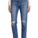 L'AGENCE MON JULES PERFECT FIT JEANS in AUTHENTIQUE DISTRESSED Size 27 NWT Reg $250  SIZE 27” inseam 28.5" rise 9.25" leg opening 5.75" Elevate your denim game with these  MON JULES jeans in a beautiful blue color and solid pattern. The distressed accents give them an authentique look, while the mid-rise and straight style provide a perfect fit. These jeans feature a zip closure and belt loops, making them a stylish and practical addition to your wardrobe.   Made with a blend of polyester, spandex, cotton, and denim fabric, these jeans boast a stretchy and comfortable feel. With a 28.5" inseam and 5.75" leg opening, these jeans are perfect for any season and occasion. Get ready to rock these jeans and unleash your inner fashionista! Photo 0