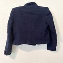 ZARA Tweed Textured Frayed Crop Blazer Jacket in Navy Size L Photo 3