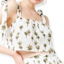 Forever 21 White Green Palm Trees Bralette Crop Top Tie Shoulder Photo 0