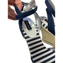 White House | Black Market  Navy White Stripe Rope Wedge size 10M Alexandra 4” Photo 2