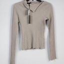 The Range  Stark Beige Waffle Knit Thermal Turtleneck Lightweight Fitted Sweater Photo 0