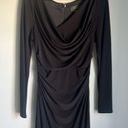 Vera Wang Dress by  Cowl Neck Gown Black Ruched Jersey Long Sleeve Photo 3