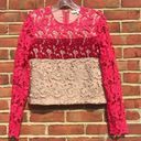 Endless Rose Vibrant Pink  Revolve Floral Lace Crop Top Photo 1