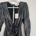 L'Academie NWT  The Dore Silver Front Tie Long Sleeve Mini Dress Photo 8