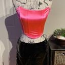 Vintage y2k Colorful Bright Neon Barbie Pop Coastal Coquette Western Corset Crop Bandeau bralette bustier Top Blouse Pink Size M Photo 0