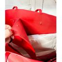 Carolina Herrera CH  Leather Shoulder Large Shopping Tote Handbag Red Photo 10