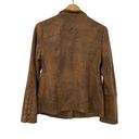 Chico's  Faux Suede Jacket Zipper Front Moto Lace Up Sleeves Brown Womens Small 4 Photo 4