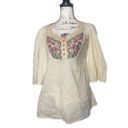 Tracy Reese Plenty by  SZ 2 embroidered front cream blouse Photo 2