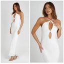 Meshki  Lucia Maxi Satin Cutout Slip Dress White Slip On Bridal Womens Size XS Photo 2