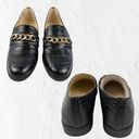 Charter Club  Black Loafer with Gold Chain Size 6.5 Crocodile Comfort Kattelle Photo 2