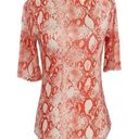 Mango MNG Suit  Top Orange Reptile Print Mock Neck Short Sleeve Women's XS, JL23 Photo 0