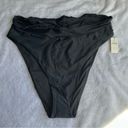 Aerie NWT  Black High Waisted High Cut Cheeky Ruffle Bikini Bottom Only Photo 0