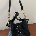 Michael Kors Black Leather Gold Accent Purse Photo 2