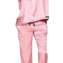 Victoria's Secret  Women's Medium Satin PJ Set Logo V Pink Black & White Striped Photo 0